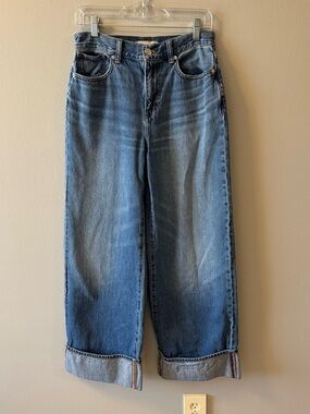 Madewell Super wide leg cuffed Jeans in Medium Blue Denim